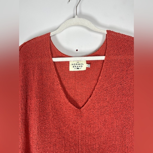 The Normal Brand Roadtrip V-neck Open Knit Beachy Slouchy Sweater sz L - Picture 5 of 13